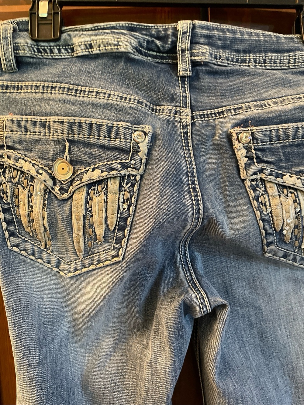 Women's, Rebel & Soul Jeans Bling Embroidered  Boot Cut Denim  Size 8 Cowgirl
